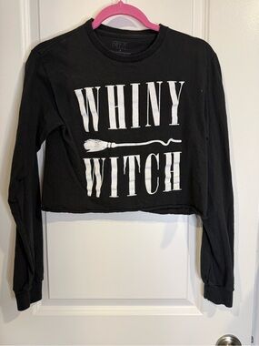 Halloween Whiny Witch Black Cropped Sweater - Freeze
